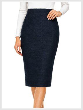 Aritzia Babaton Kinsley Midi Skirt Navy Blue Tweed Size S 4